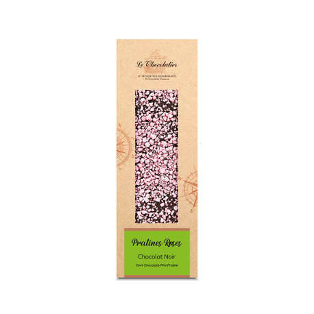 Tablette Chocolat Noir Pralines Roses 90g