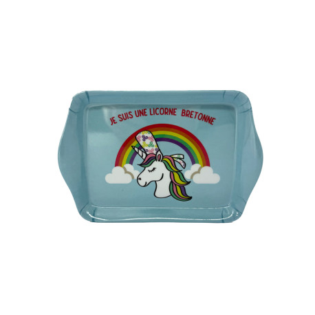 Plateau bleu licorne 14 x 21 cm