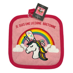 Manique rose licorne 20 x 20 cm