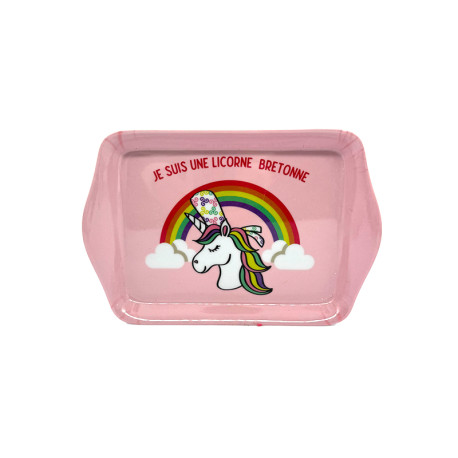 Plateau rose licorne 14 x 21 cm