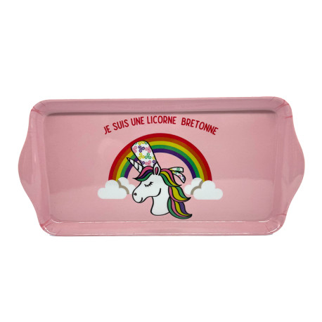 Plateau rose licorne 15 x 30,5 cm