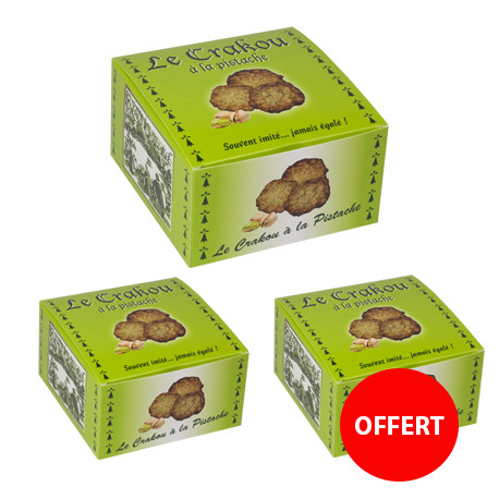 2 boîtes de crakou pistache achetés, la 3 ème OFFERTE