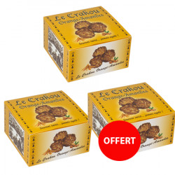 2 boîtes de crakou orange achetées, la 3 ème offerte
