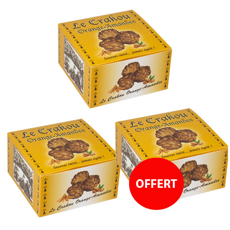 2 boîtes de crakou orange achetées, la 3 ème offerte